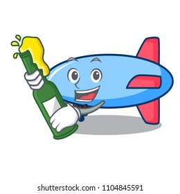 With beer zeppelin mascot cartoon style