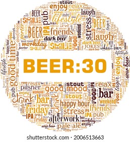 Cerveza:30 - Cerveza Treinta ilustraciones vectoriales nubes de palabras aisladas en un fondo blanco.