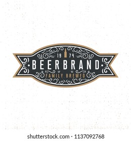 Beerbrand - vintage alcohol label with retro ornament elements