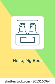 Beerfest postcard with linear glyph icon. Beer drinking event. Greeting card with decorative vector design. Simple style poster with creative lineart illustration. Flyer with holiday wish