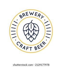 Beerhouse logo. Circle icon with a hop designed for beerhouses, pubs, bars, breweries, beer stores. Vector illustration