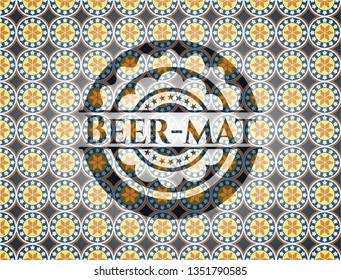 Beer-mat arabesque emblem background. arabic decoration.