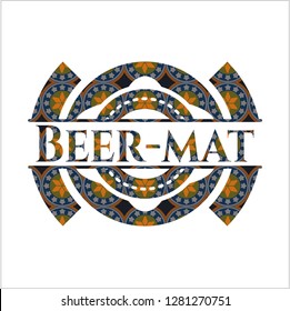 Beer-mat arabic emblem background. Arabesque decoration.