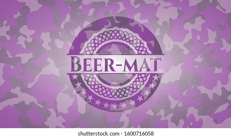 Beer-mat pink on camo texture. Vector Illustration. Detailed.