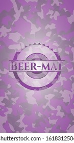 Beer-mat pink on camo texture. Vector Illustration. Detailed.