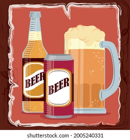 beers alcohol bottle and mug card