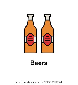 Beers, alcohol icon. Element of Cinco de Mayo color icon. Premium quality graphic design icon. Signs and symbols collection icon for websites, web design, mobile app