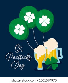 beers with balloons helium and clover of st patrick day