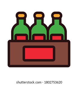 beers bottles in basket line and fill style icon vector illustration design