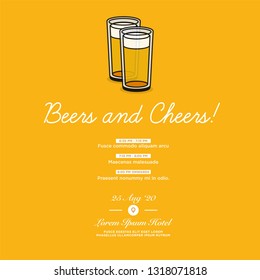 Beers and Cheers Invitation Design with Where and When Details