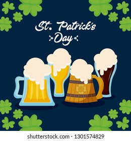 beers with clovers of st patrick day