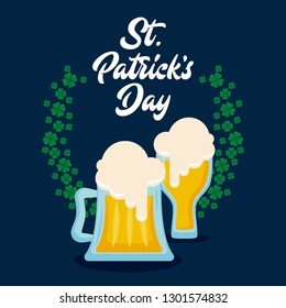 beers with clovers of st patrick day