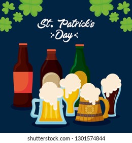 beers with clovers of st patrick day