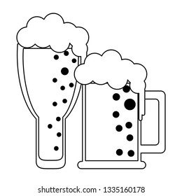 Beers in cups black and white