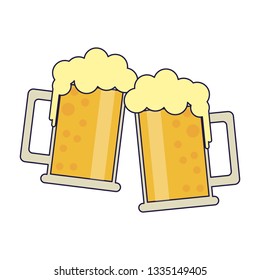 Beers in cups blue lines