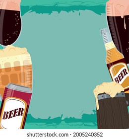 beers drink background cartoon design