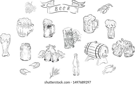 beers drink vector isolated illustration. Concept for print, web design, logo, icon, cards