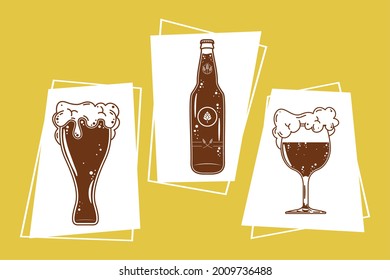 beers drinks set three icons
