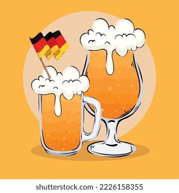 afiche de cervezas con bandera alemana