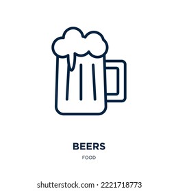 beers icon from food collection. Thin linear beers, beer, drink outline icon isolated on white background. Line vector beers sign, symbol for web and mobile