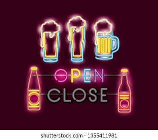 beers jars and bottles neon lights