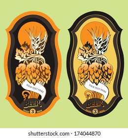 Beer's label with hop and moon.