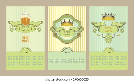 Beer's  labels with hop.Set  contains the images of design elements for beerÃ¢Â?Â?s labels.