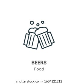 Beers outline vector icon. Thin line black beers icon, flat vector simple element illustration from editable food concept isolated stroke on white background