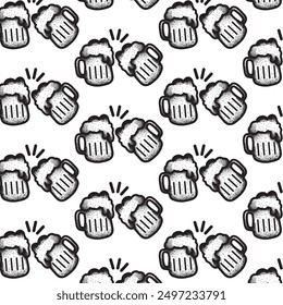 beers sketch icons Pattern background Vector illustration