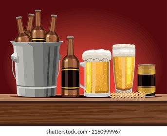 beers in table wooden poster