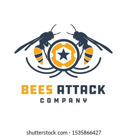 Bees attacking animal logo design