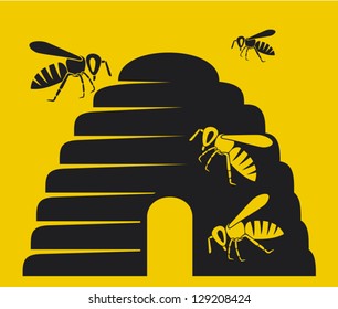 bees and beehive icon