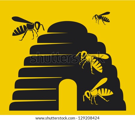 bees and beehive icon