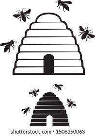 bees and beehive vector icon 