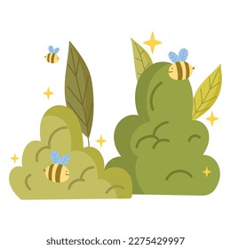 bees and bush spring isolated icon