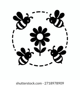 Símbolo Ecológico de Polinização Vetorial de Flor Circulante de Abelhas