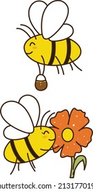 Bees Clipart, Cute Bees vector ilustración