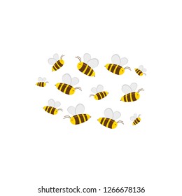 Bees in flight. Cartoon vector.