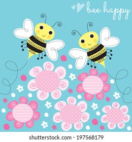 bees flower vector illustration