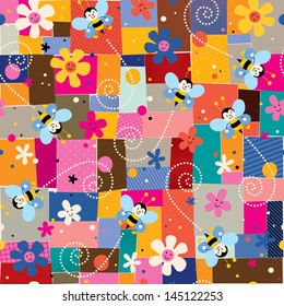 bees and flowers pattern