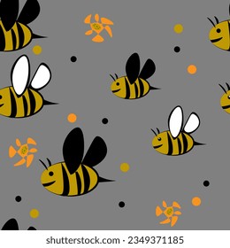 bees fly to flowers. high resolution seamless vector pattern. for your design project
