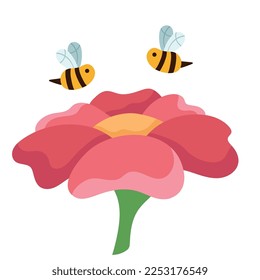 bees flying in flower icon