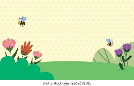 abejas volando en la escena del jardín