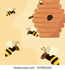bees flying in honeycomb icon