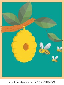 Bees in front the Honey Comb