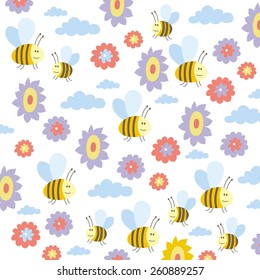 bees funny cartoon pattern