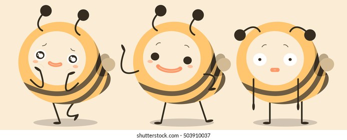 Bees Funny Character Cartoon Vector