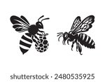 Bees of the highest quality silhouette Icon Set Vector Design