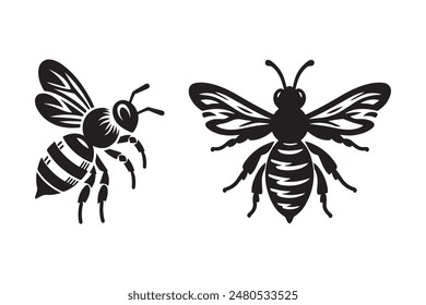 Bees of the highest quality silhouette Icon Set Vector Design