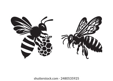 Bees of the highest quality silhouette Icon Set Vector Design